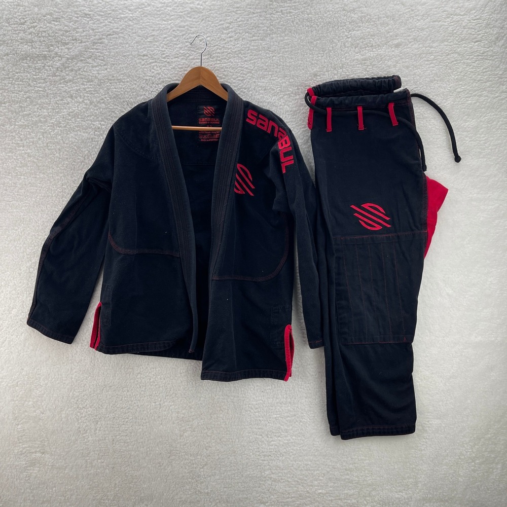 Sanabul Gi Set Mens Size A2 Black Red Brazilian Jiu Jitsu Martial Arts BJJ